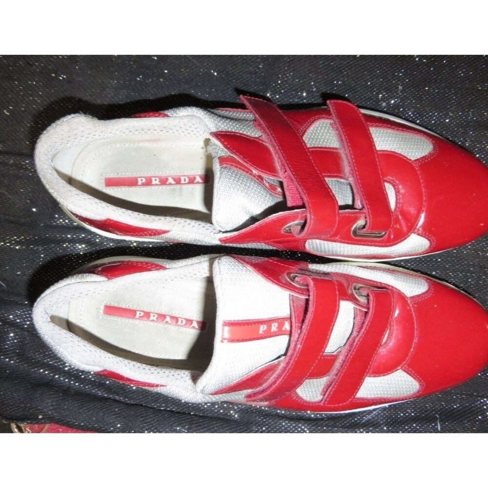 SOLD! Prada 2002 America’s Cup Original Red & White Patent Italian Leather kicks - Picture 3 of 12
